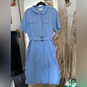 MELLODAY Light Blue Belted Shirt Dress